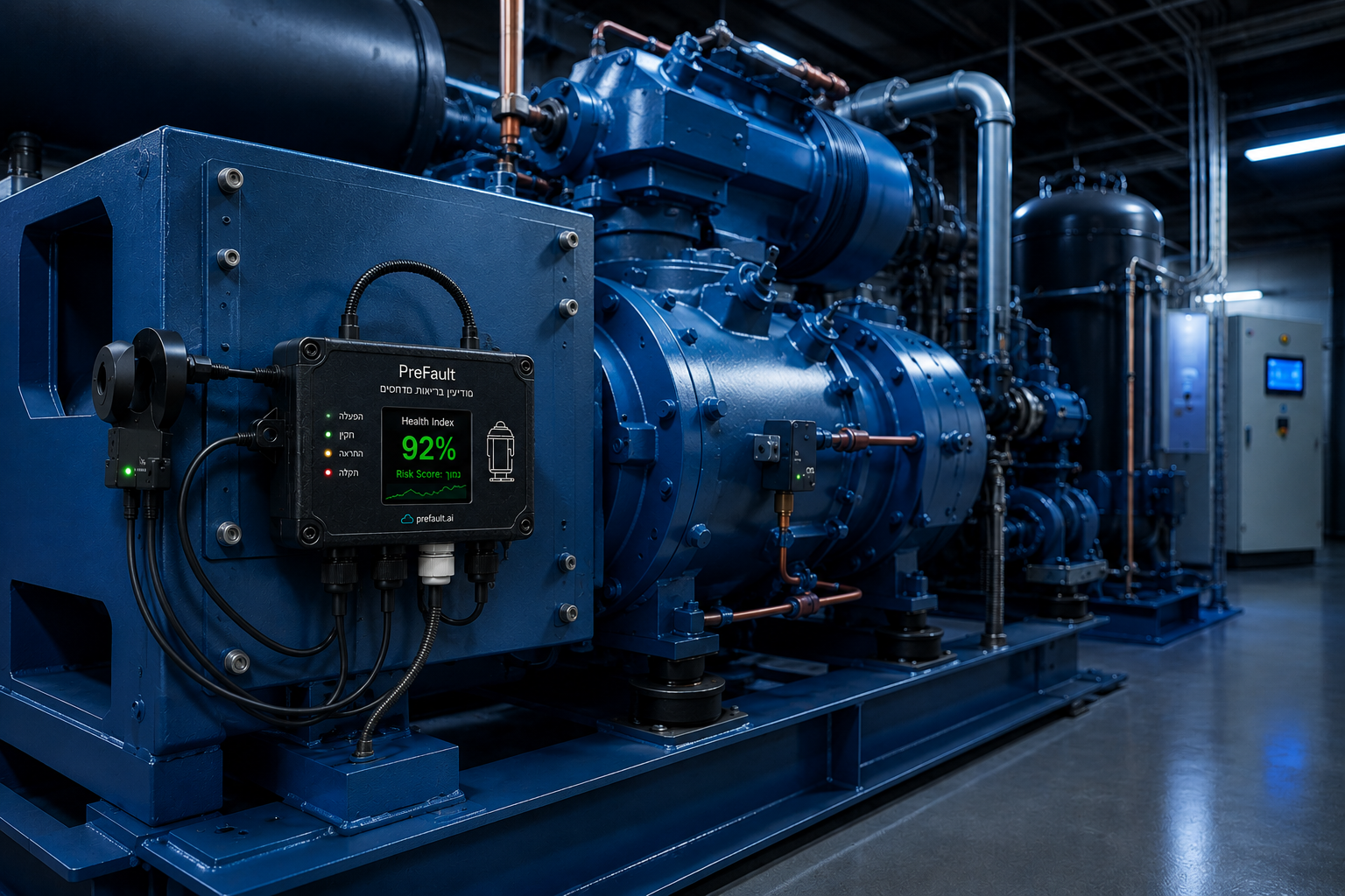 PreFault unit mounted on an industrial compressor